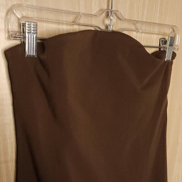 Asos Design Brown Knit Strapless Stretchy Dress 10 - Picture 3 of 7